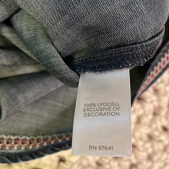 J. Jill Sleeveless denim tunic with embroidery at neck and lower hem. - Picture 5 of 6